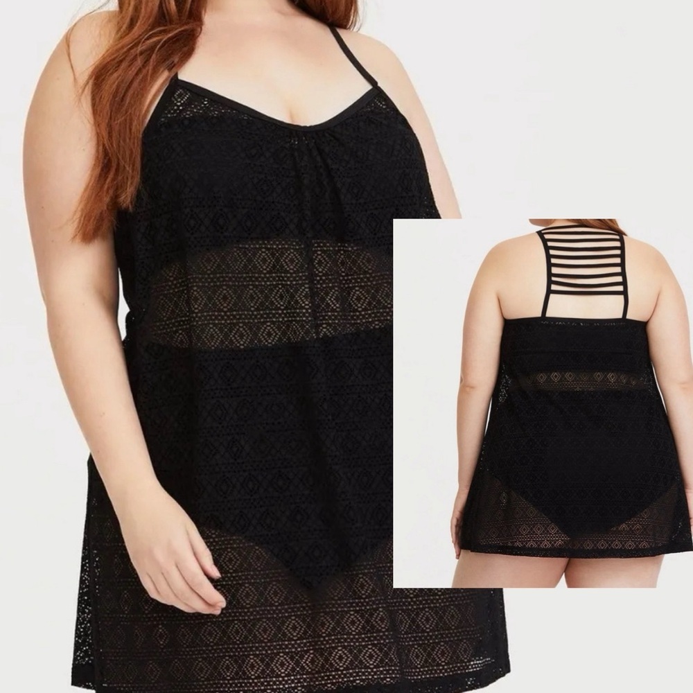 Torrid Black Crochet Cover-Up Dress Beach Swimsuit Plus Size 0 0X Large 12